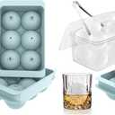 WIBIMEN Large Ice Cube Molds, Big Round Whiskey Ice Cube Trays for Freezer, Easy to Fill & Release, Whiskey Bourbon Cocktail(1.9In*6 Balls Blue/2 Pack)