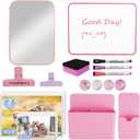 18Pcs Locker Accessories, Pink Locker Decoration for Girls, Back to School Essentials Magnetic Locker Organizer, Mirror, Whiteboard, Pen Holder, Magnetic Picture Frame and Magnets