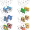SPACEKEEPER Pantry Organization and Storage Bins 8 Pack Clear Storage Organizer Bins with Removable Dividers, Refrigerator Containers Multi-Use for Kitchen, Cabinet, Countertops