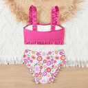 Girls Swimsuit, 2 Piece Bikini Bathing Swimwear 7-16Y (Black)