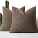 MIULEE 20x20 Inch Decorative Pillow Covers for Couch Bed Set of 2 Textured Boucle Neutral Throw Pillows Dark Brown Accent Solid Cushion Pillowcase Cozy Soft Sofa Livingroom Home Decor