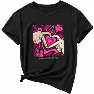 RoseSeek Girl's Floral Letter Graphic Short Sleeve T Shirt Crewneck Y2K Tee Country Concert Outfit Black 15Y