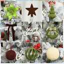 38Pcs Velvet Christmas Ornaments Set, Brown Green Beige Flocked Christmas Ornaments for Xmas Tree Decorations Shatterproof Plastic Hanging Balls for Indoor Home Party Holiday Decor Gifts
