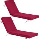 Chaise Lounge Cushions Outdoor Set of 2, Waterproof & Fade Resistant Patio Lounger Cushions, Replacement Sun Lounger Pads with Removable Cover for Pool, Deck, Lawn Furniture, 72'' L x 21'' W x 4" T