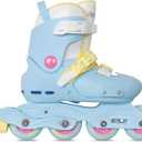 Nattork Inline Skates for Girls Kids Teens Boys Age 4-16, 4 Sizes Adjustable Blades Roller for Outdoor Indoor Birthday (Blue, Large(4-7 US))