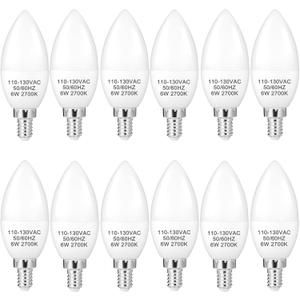 B11 LED Light Bulb 2700K Warm White E12 Chandelier LED Bulb Non-dimmable Candelabra Light Bulbs Candle Bulbs for Ceiling Fan (12 Pack, Soft White)