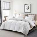 Serta Goose Feather Down Fiber Comforter King Size - 100% Cotton Cover Duvet Insert - Hotel Luxury Hypoallergenic Bedding Comforter All Season Medium Warmth 106 x 90 Inch White