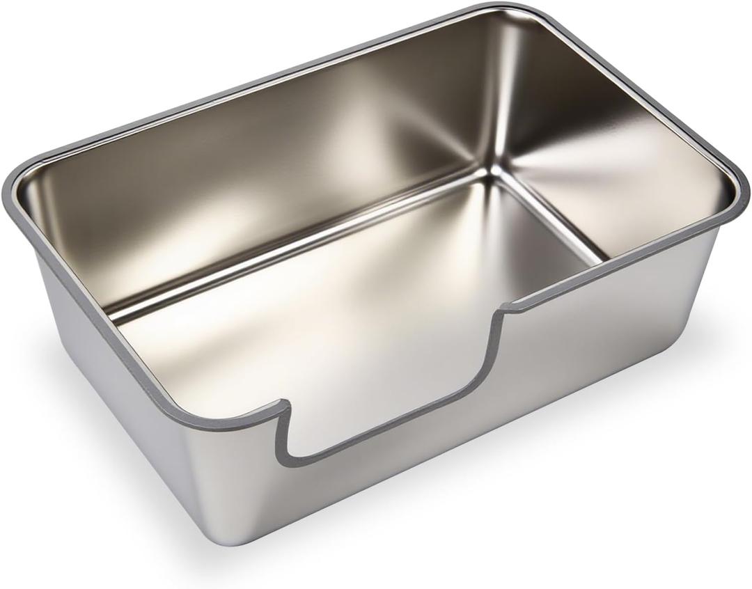 Stainless Steel Cat Litter Box,Jumbo XL Extra Large Mental Cat Litter Pan with High Sides Lid,Low Entry for Indoor Big Cats,Non Sticky,Easy to Clean,Anti-Urine Leakage