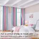 XiDi Curtains for Girls Bedroom Kids Room Unicorn Princess Theme Room Darkening 63 inches Long Wall Decals Pink Purple Green, W52 X L63