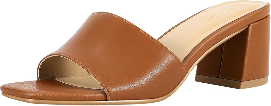 PIZZ ANNU Women's Square Open Toe Heels Sandals Low Block Chunky Heeled Sandal Slip on Mules Comfortable Casual Dress Pumps Shoes (8.5, Toffee) PIZZ ANNU Women's Square Open Toe Heels Sandals Low Block Chunky Heeled Sandal Slip on Mules Comfortable Casual Dress Pumps Shoes (8.5, Toffee)