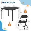5 Piece Set Folding Card Table and Chairs, Portable Foldable Table with 2 PU Padded Chairs, Lightweight Dining Set for Indoor Outdoor, Camping, Parties, RV