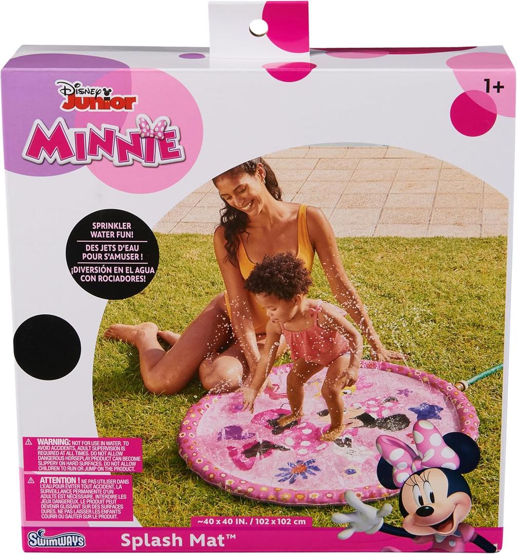 SwimWays Minnie Mouse Splash Mat, Kids Splash Pad, Outdoor Toys, Disney Pool Party Supplies and Water Toys for Kids Ages 1 & Up