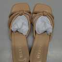 Women's Spaghetti Strap Square Open Toe Kitten Heel High Heel Sandals, Knot Design, Summer Fashion Slippers, Heel Height 1.8~2 inches (Nude)