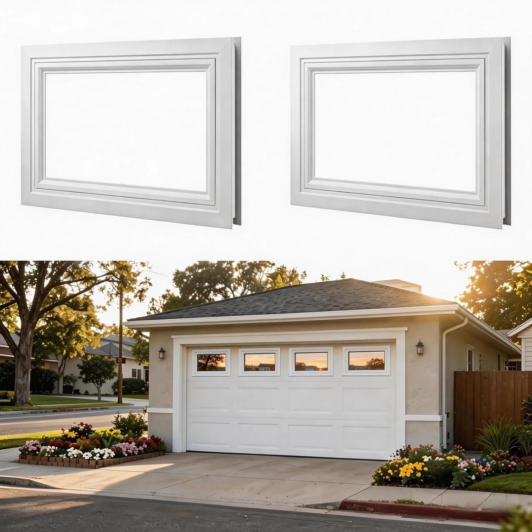 2 Pack Garage Door Windows, 20.7" x 13.8" Replacement Vinyl Window Inserts with Acrylic Transparent Panel for Garage Door, Cabins, Storage Rooms, Workshops