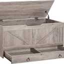 HOOBRO Storage Chest, 39.3" Toy Chest with Drawer, Wooden Storage Bench, Sturdy Entryway Bench Supports 220 lb, Safety Hinge, U-Shaped Opening, Easy Assembly, Greige BG710CW01G1