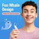 Lakeyface 200 Count Twin-Line Braces Flossers, Orthodontic Flossers for Braces, Fits Under Arch Wire No Damage, Whale Wider Handle with Unique Finger Press, Ortho Dental Floss for Kids & Adults, Mint