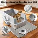 Stainless Steel Litter Box, XL Metal Cat Litter Box with Lid, Extra Large Cat Litter Boxes for Big Cats with High Sides, Leak Proof, Easy to Clean, No Stick, Odor Control, Include Scoop and Mat