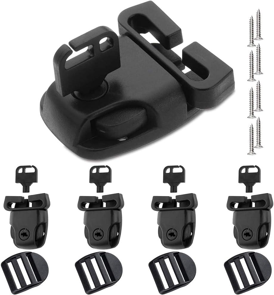 4 Sets Spa Hot Tub Cover Clips Latch Replacement Kit Hot Tub Cover Latches Clip Lock for Cover Straps with Keys and Hardwares Accessories (4 Sets)