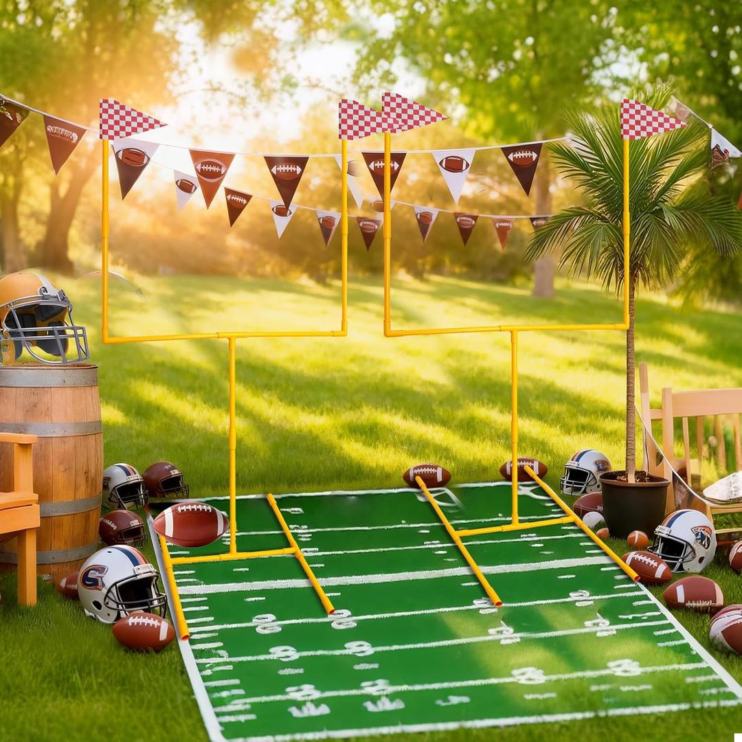 2 Pcs Plastic Football Goal Centerpiece, Football Party Decoration 63" X 31" Football Goal Post Field Post Decoration for Soccer Fans and Football Theme Parties