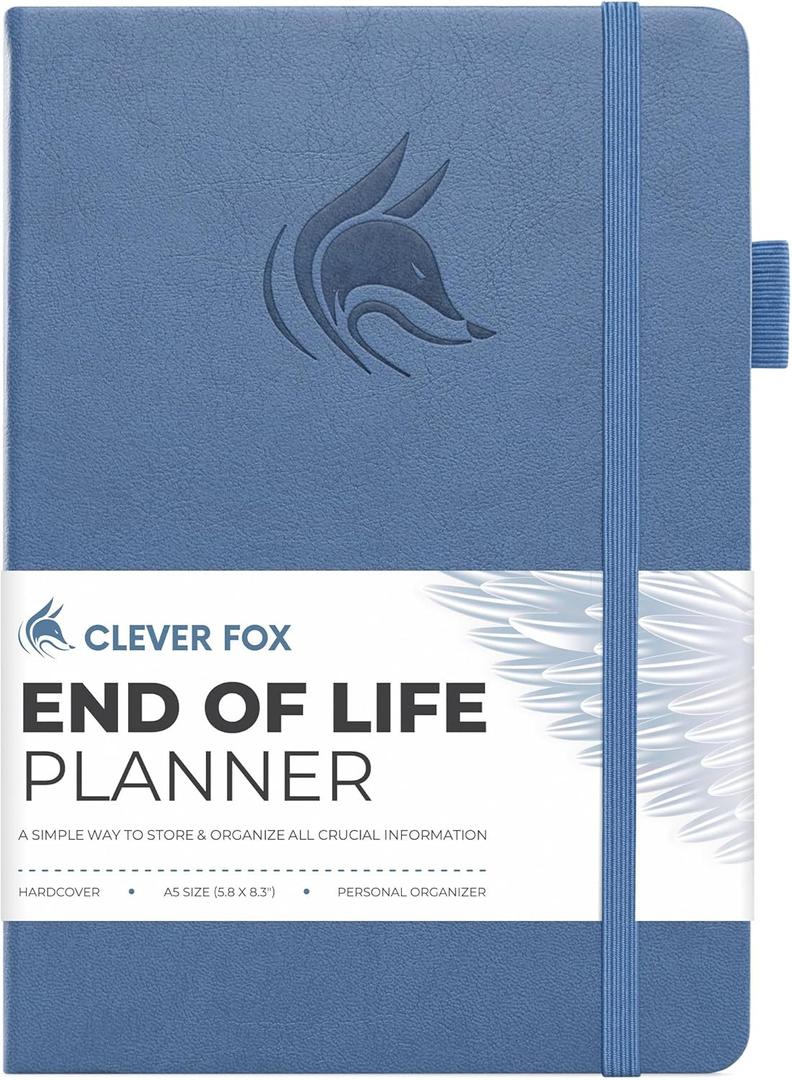 Clever Fox End of Life Planner  Final Arrangements Organizer for Beneficiary, Will Preparation, Last Wishes & Funeral Planning, A5 (Smoke Blue)