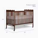 Dream On Me Carson Classic 3-in-1 Convertible Full-Size Baby Crib in Walnut, GreenGuard Gold & BSA, 4 Mattress Heights, Converts to Day & Toddler Bed, Locking Wheels, Classic Nursery Design