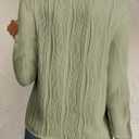 EVALESS Womens Tops Trendy Dressy Casual Long Sleeve Crewneck Basic T Shirts Solid Loose Textured Blouses Outfits (Green, XXL)