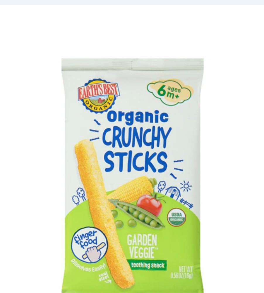 Earth's Best Organic Crunchy Sticks 6+ Months Garden Veggie -- 5 Sticks, Best By 3 FEB 2026