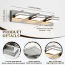Joossnwell Brushed Nickel Vanity Lights for Bathroom Light Fixtures (3-Light, 19.69-Inch) Dimmable 5CCT Modern Bath Lighing Fixture Over Mirror LED Vanity Lighting