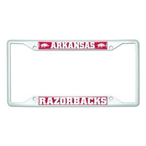 FANMATS 43703 University of Arkansas Razorbacks License Plate Frame - White – Easy Installation on Truck, SUV, Car - Ideal Gift for Die Hard NCAA Fan