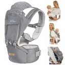 Bear Baby Carrier, 6-in-1 Baby Carrier Newborn to Toddler with Hip Seat (Ergonomic M Position) for 3-36 Month/ 7-44lbs Baby, Adjustable Size for Enhanced Lumbar Support, Perfect for On-The-go