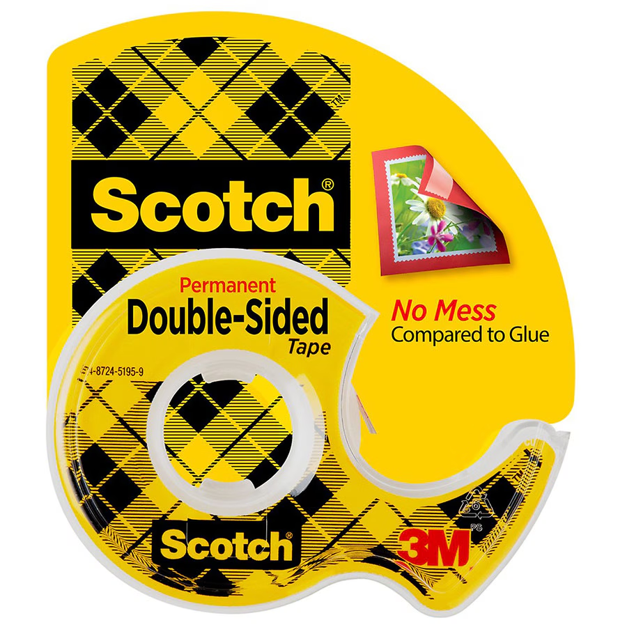 Scotch Double-Sided Tape, 3/4 in x 250 in