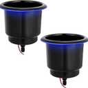 Young Marine Stainless Steel Cup Holder with Light and Drain for Boat, RV, Camper (Stainless Steel with Black Coated)