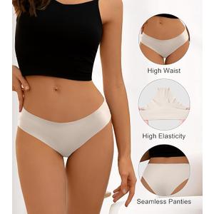 DEANGELMON Seamless Underwear for Women No Show Bikini Panties Comfortable Stretch Invisible Ladies Hipster Briefs 5 Pack Medium