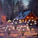 Kanstar Solar Swaying Firefly Landscape Lights Snowflake Big Bulb Outdoor Christmas Pathway Decor Warm White 4-Pack