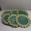 Green Charger Plates with Flower Rim, 13" Round Charger for Dinner Plates, Set of 6 Plastic Plate Chargers for Halloween, Thanksgivng, Christmas.