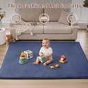 Baby Play Mat Floor,Tummy Time Area Rug 59x59 Playpen Muscle Mat Navy Blue