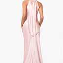Xscape Women's Betsy & Adam Women's Chiffon Halter Neck Ruffle Print Floor Length Dress (Pink) 14