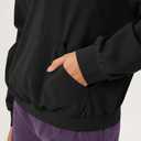 ODODOS Purevibe Cotton Oversized Sweatshirts, Women's Crew Neck Long Sleeve Pullover Tops with Kangaroo Pocket, Black, Small (Black, S)