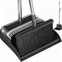 Broom and Dustpan Set, 52" Long Handle Standing Broom with Dustpan Combo Set with Dust Pan Teeth to Clean Pet Hair, Easy Sweeping Suitable for Home Kitchen Office Lobby