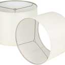 Wellmet Cream White Set of 2 Drum Lampshades, Easy Assembly Required 18" Top x 18" Bottom x 12" High Replacement Lamp Shades, Fabric Lampshades for Table Lamps Floor Lamps, Metal Spider Fitter
