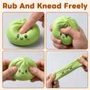 Dumpling Squishies Toy, Giant Glitter Dumpling, Colorful Steamed Bun Stress Balls Fidget Sensory Toy,Squeeze Dough Ball Stress Relief Hand Toys with Food Steamer Stretchy Desk Toys (Blue)