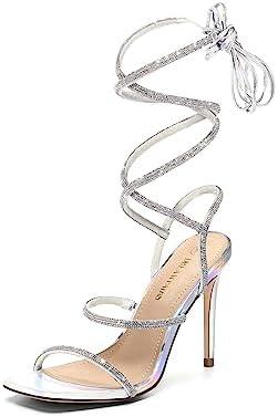 DREAM PAIRS High Heels Stilettos for Women - Strappy Gladiator Sexy Square Toe Open Toe Dressy Pumps Sandals 8