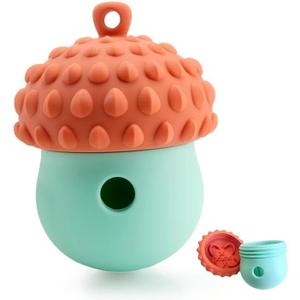 Interactive Dog Treat Dispenser Toy - Twist-to-Open Easy Clean Slow Feeder & Puzzle for Boredom Relief - Durable BPA-Free Silicone Chew Toy for Small and Medium Dogs (Reddish Blue)