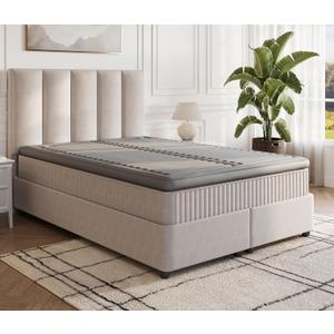 4" Queen Size Mattress Topper with Dual Individual Adjustable Air Support Chambers, Raised Edge Support, High-Speed Inflation Pump