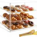 3-Tier Commercial Bakery Display Case with Removable Shelves Clear Acrylic Countertop Dessert Display Cabinet for Donuts, Cakes, Pastries