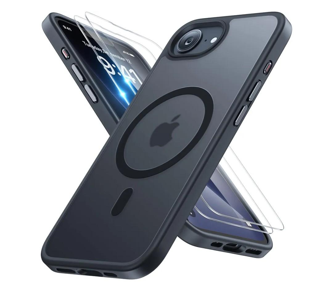 Miracase for iPhone 16e case & iPhone 17e Case for MagSafe [with 2×9H+ Screen Protectors] TOP Military-Grade Protection Shockproof with Velvet Touch for iPhone 16e/17e Phone Case 6.1", Matte Black