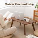 Floor Table, 11.8" H Solid Rubber Wood Low Coffee Table, Walnut, 23.6" L x 15.7" W x 11.8" H