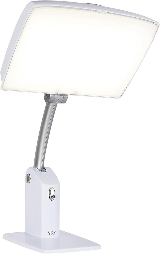 Carex Day-Light Sky Bright Sunlight Therapy Lamp, 10000 LUX Therapy Lamp at 12 Inches, LED Bright White Light with Adjustable Height and Brightness Levels for Mood, White