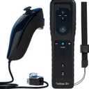 Motion Plus Remote Controller Compatible with Wii, TechKen Built-in 2 in 1 Remote Motion Nunchuck Controller with Silicon Case Compatible Nintendo Wii and Wii U (Black, 1 pack)