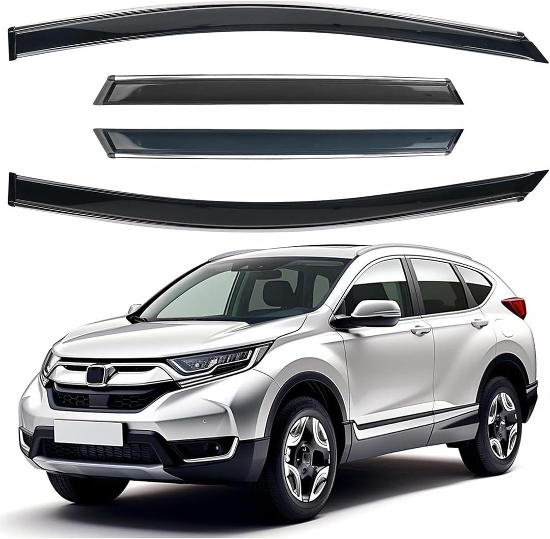 Shatterproof Out-Channel Window Deflectors for Honda CR-V (CRV) 2017-2022, Rain Guards, Window Visors for Cars, Vent Deflector, Car Accessories, 4 pcs (for CRV 17-22 4-Piece Chrome)